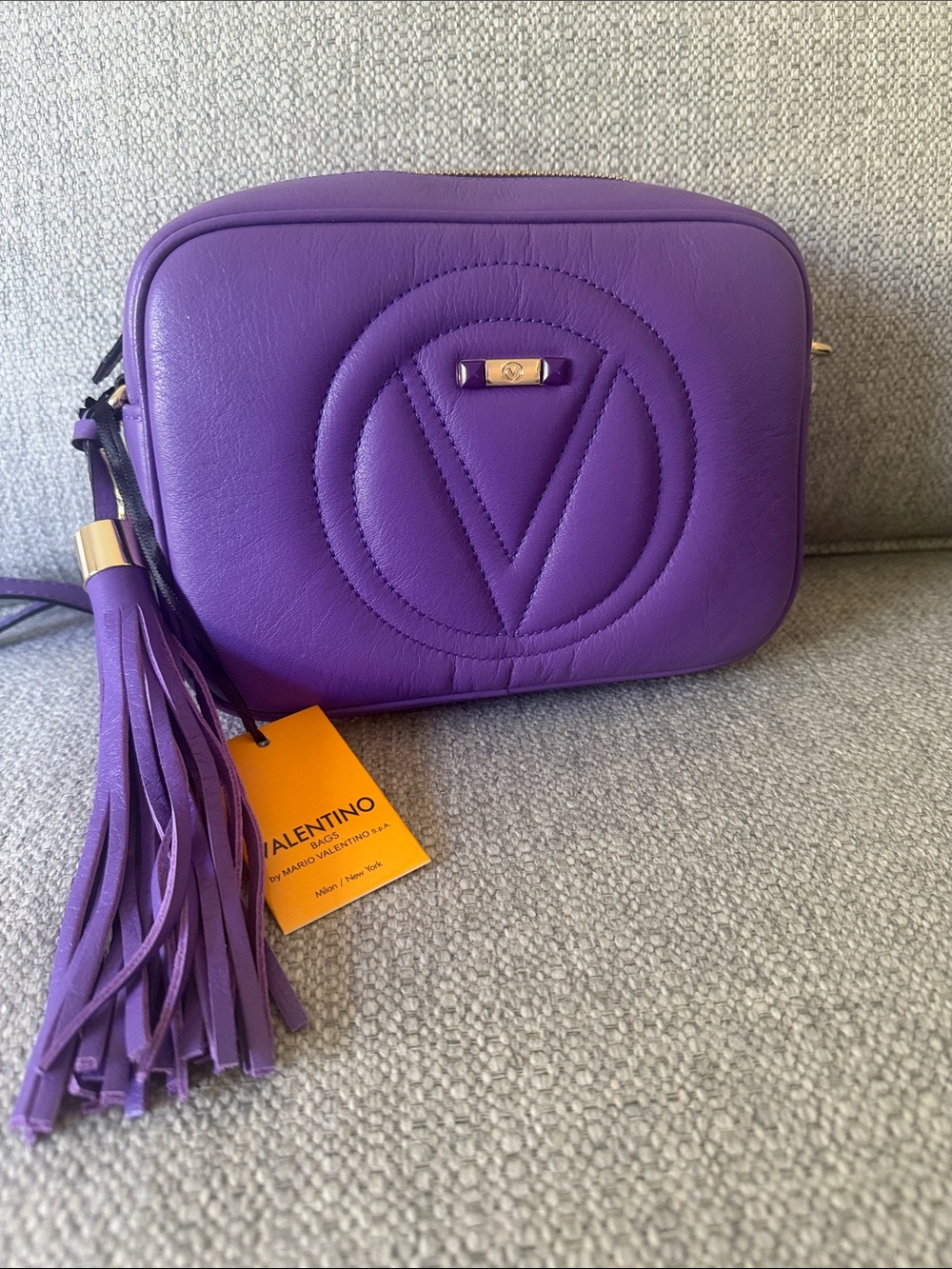 New Valentino Purple Leather Crossbody Bag
